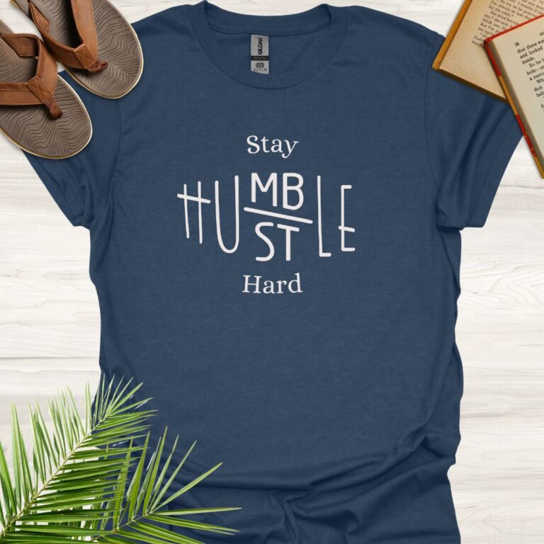 Stay Humble Hustle Hard Heather Navy